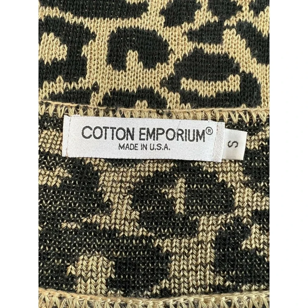 Cotton Emporium Women's Sweater Leopard Print Cheetah Knit Tan Black Small‎
